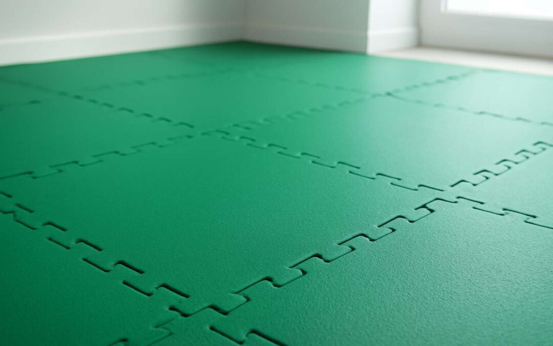 Chic Patio Makeover: interlocking floor tiles green for Effortless Style.